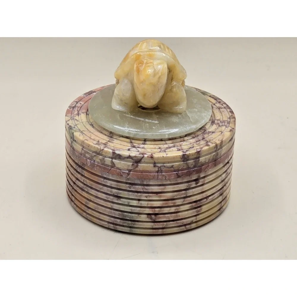Carved Turtle‎ On Base Scuplture Figurine Keepsake Box Jewelry Storage Marble